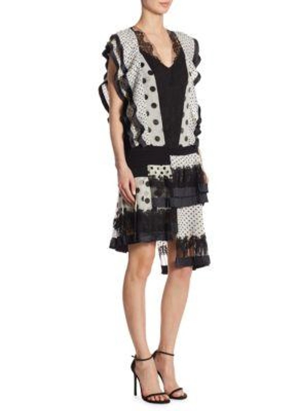 Zimmermann Black and White Polka-Dot Lace-Trim Mini Dress